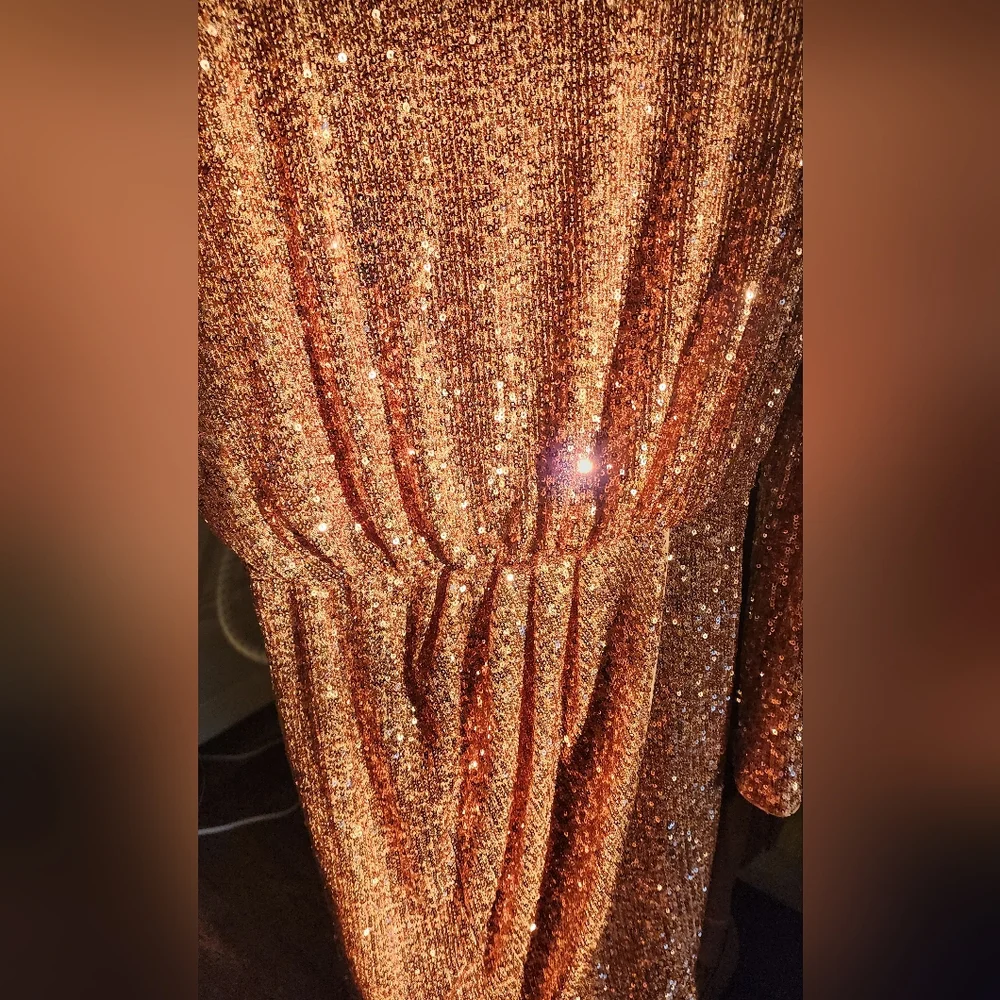 Ever New Melbourne Juniper Sequin Wrap Mini Dress Size 2. Champagne Pink - Picture 4 of 14